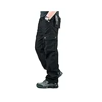 hommes pantalon cargo pantalon de travail style militaire, casual pantalon multi poche cargo sports de combat pantalons en coton home, noir, 46 (tag size 38)