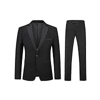 sliktaa costume homme 3 pièces formel smoking de mariage business bal veste gilet et pantalon,s,noir-noir