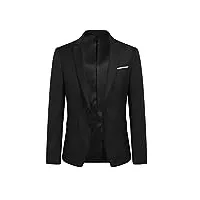 youthup blazer homme slim fit formel avec deux boutons classqiue veste couleur unie mariage d'affaires bal, noir, xl