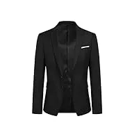 youthup blazer homme slim fit formel avec deux boutons classqiue veste couleur unie mariage d'affaires bal, noir, l