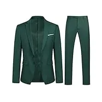 youthup costume homme 2 pièces coupe fit slim blazer coupe classique ensemble de pantalons de veste formelle de mariage dîner rendez-vous, vert, xxl