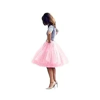 babyonlinedress femme jupon rétro style année 50 vintage en tulle audrey hepburn rockabilly petticoat tutu-18 couleurs, rose, taille unique