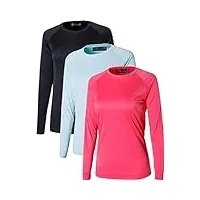 jeansian femme 3 packs upf 50+ uv protection solaire sport long sleeve t-shirt tee tops swt246 packd l