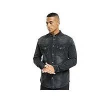 brandit homme chemise jeans riley denimshirt - noir (noir 2), m