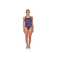 arena water challenge back maxlife maillot de bain une pièce pour femme, femme, maillot une pièce, 001380, violet/noir, 30