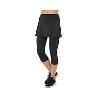 westkun legging jupe femme skapri jupe plissée sport jupe de tennis avec de poche golf course à pied 3/4 legging 2 en 1 jupe pantalon noir l