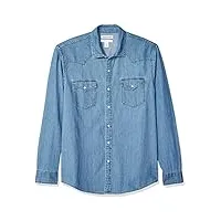 amazon essentials chemise en jean à manches longues coupe régulière homme, bleu clair, xxl