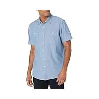 amazon essentials chemise en chambray à manches courtes homme, bleu moyen, xl