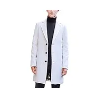 hanmax trench coat homme mi-longue slim classique automne hiver couleur unie manteau de laine casual