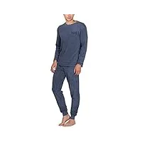 moonline pyjama éponge pour homme à col rond, couleur:bleu, größe textil:m