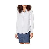 amazon essentials chemise en popeline boutonnée à manches longues coupe classique femme, bleu français blanc rayures, m