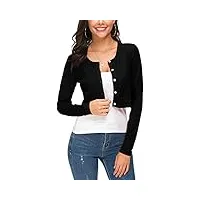 eevass femmes manches longues bolero court cardigan collier rond tricot gilets sweaters avec boutons (s, noir)