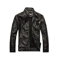 susenstone manteau homme chaud hivers en cuir à la mode slim vestes en cuir zippé couleur unie casual jaker pardessus duffle coat (m, noir)