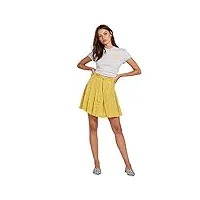 volcom junior's women's hey bud high waisted paper bag mini skirt, citron, small