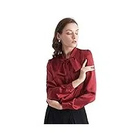 lilysilk chemise femme en soie avec nœud papillon elégant 22mm m rouge vineux
