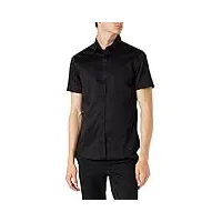 armani exchange stretch satin slim chemise casual, noir (black 1200), x-large homme