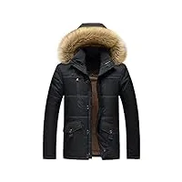 susenstone manteau homme avec capuche fourrure hiver épais chaud élégant hoodie pas cher vestes grand taille parka coat en coton long jacket (8xl, noir)