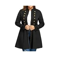 susenstone femme manteau hiver Épais chaud zippé trench coat blouson ample taille haute mince à la mode vintage À double boutonnage coat (3xl(eu50), noir)