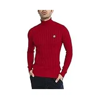 redbridge pull à col roulé pour homme chandail pullover tricoté à côtes rouge m