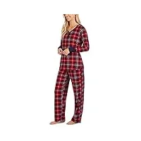 nautica pyjama 2 pièces en polaire pour femme - rouge - medium