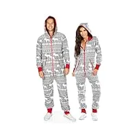 pyjama confortable de noël pour femme – gris orignal cozy combinaison de vacances adulte - gris - xx-large