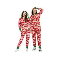 pyjama confortable de noël pour homme - rouge hohohoho holiday spirit - combinaison confortable pour adulte - rouge - medium
