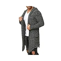 redbridge hommes manches longues cardigan oversize veste en tricot asymétrique pull gris s