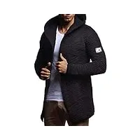 leif nelson veste en tricot à capuche pour homme ln5715 - noir - medium