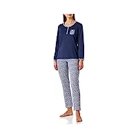 damart - pyjama pur coton peigné, manches longues, marine animalier, 42-44 (m)