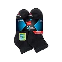 hanes homme noir active cool chaussettes (taille 6–12) 2 packs (12 pairs) 2 packs (12 pairs)