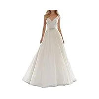 jaeden robe de mariée longue robe nuptiale femme robe de mariage princesse v-cou organza ivoire eur46