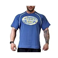 big sm extreme sportswear ragtop gym fitness shirt t-shirt musculation culturisme body-building manche courte homme 3067 bleu xl