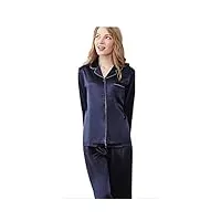 vêtements de nuit ensemble pyjama dames pantalon à manches longues vêtements de loisirs femmes pure silk ensemble de 2 pièces ensemble de coupe confortable et confortable (color : blue, size : xl)