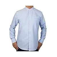 sinologie chemise col mao boutonné en coton oxford bleu ciel (xl)