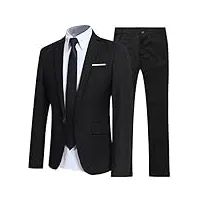 allthemen costume homme mariage blazer affaire cérémonie slim fit casual veste et pantalon deux pièce noir s