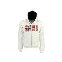 geographical norway sweat zippé blanc homme gayto