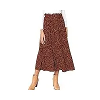 exlura jupe plissée taille haute avec poches pour femme, café, taille m