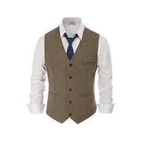 hommes gilet veste de costume col v slim fit vintage tweed single breasted waistcoat business mariage elégant cafe l pj186-2