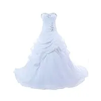 vantexi Élégant chérie organza robes de mariée robe de mariage perlage robe de nuptiale femmes longue blanc taille 38
