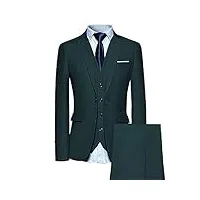 costume 3 pièces pour homme coupe ajustée un bouton couleur unie veste de smoking, vert, 52 poitrine/46 taille