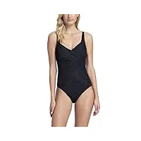 gottex women's draped panel sweetheart square neck one piece swimsuit, lattice black, 8