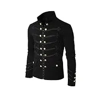 imjono blouson homme chemise boutonnée brodée décontractée pour hommes manteau pour veste gothique brodé bouton manteau uniforme costume praty outwear s-5xl(noir,xl)