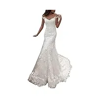 jaeden robe de mariée sirène robe de mariage femme robe nuptiale longue dentelle mancherons blanc eur36