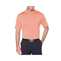 callaway basics short sleeve fine line stripe polo shirt, blush cayenne/abricot, s homme
