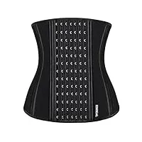 kimikal corset gainant pour femme : sous les vêtements de sport, contrôle du ventre, long torse, 18 os en acier noir., x-small