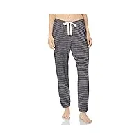amazon essentials pantalon de pyjama type jogging d’intérieur en Éponge légère (grandes tailles disponibles) femme, bleu marine rayures, xxl