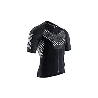 x-bionic twyce t-shirt maillot de compression de cyclism zippé manches courtes homme, opal black/arctic white, fr : l (taille fabricant : l)