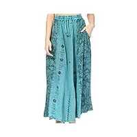 sakkas 1827 - jupe boho embroidery pour femmes avec dentelle à la taille et aux poches - turquoise - osp