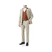 3 pièces en tweed chevrons hommes rouge de vérifier sur beige retro vintage costume en forme [suit-theo-grey-40uk]