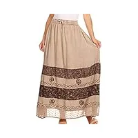 sakkas 1826 - sandra femmes casual maxi boho jupe longue gypsy taille et poches élastiques - beige - osp